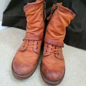 Ankle Zip and Lace-up Leather Boots